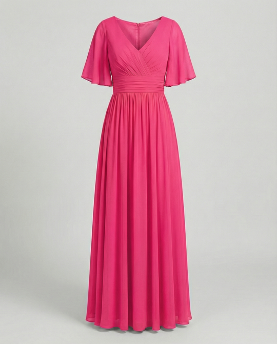 R&B | Kleid Fließendes V-Ausschnitt Chiffonkleid für Damen