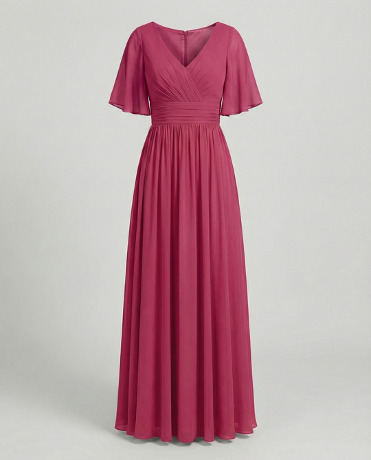 R&B | Kleid Fließendes V-Ausschnitt Chiffonkleid für Damen