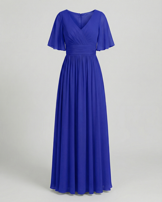 R&B | Kleid Fließendes V-Ausschnitt Chiffonkleid für Damen
