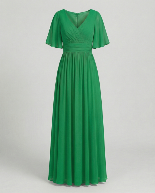 R&B | Kleid Fließendes V-Ausschnitt Chiffonkleid für Damen