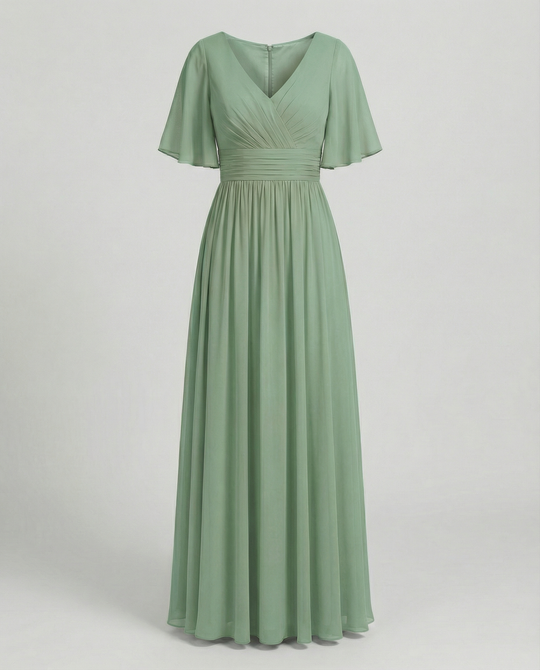 R&B | Kleid Fließendes V-Ausschnitt Chiffonkleid für Damen