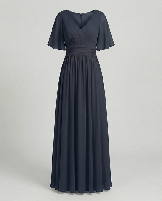 R&B | Kleid Fließendes V-Ausschnitt Chiffonkleid für Damen