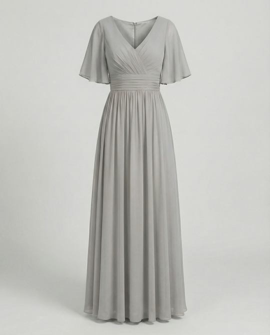 R&B | Kleid Fließendes V-Ausschnitt Chiffonkleid für Damen