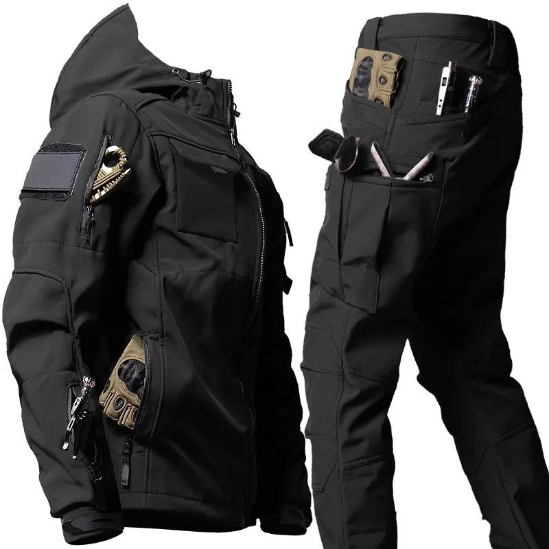 R&B | Outdoor Herren Cargo Set wasserdicht und winddicht mit Kapuze für Wandern und täglichen Gebrauch