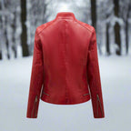 R&B | Lederjacke - Biker-Stil - Reißverschluss - Stehkragen - Slim Fit