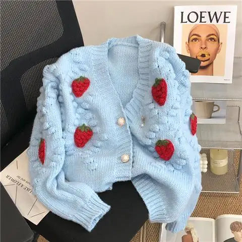 Priscilla | Lose Strickjacke Erdbeere