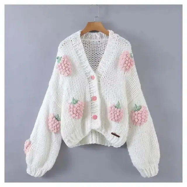 Priscilla | Lose Strickjacke Erdbeere