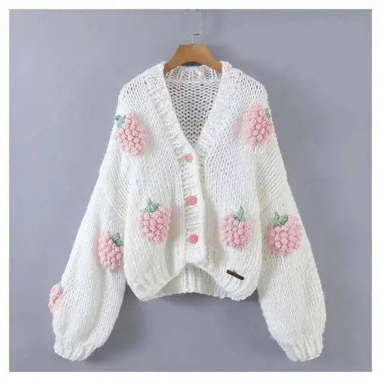 Priscilla | Lose Strickjacke Erdbeere
