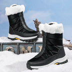 Bequeme rutschfeste Pelz-Schnürstiefel mit Reißverschluss R&B