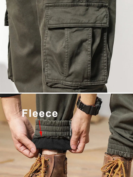 R&B | Winter Cargo-Hose für Männer mit Fleece-Futter - Slim Fit & elastischer Bund