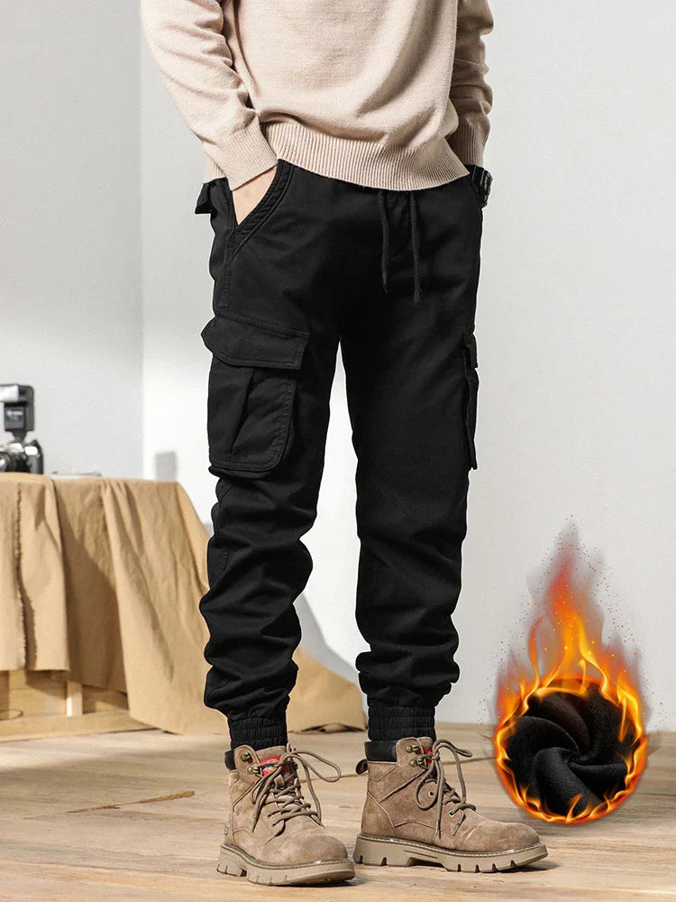 R&B | Winter Cargo-Hose für Männer mit Fleece-Futter - Slim Fit & elastischer Bund