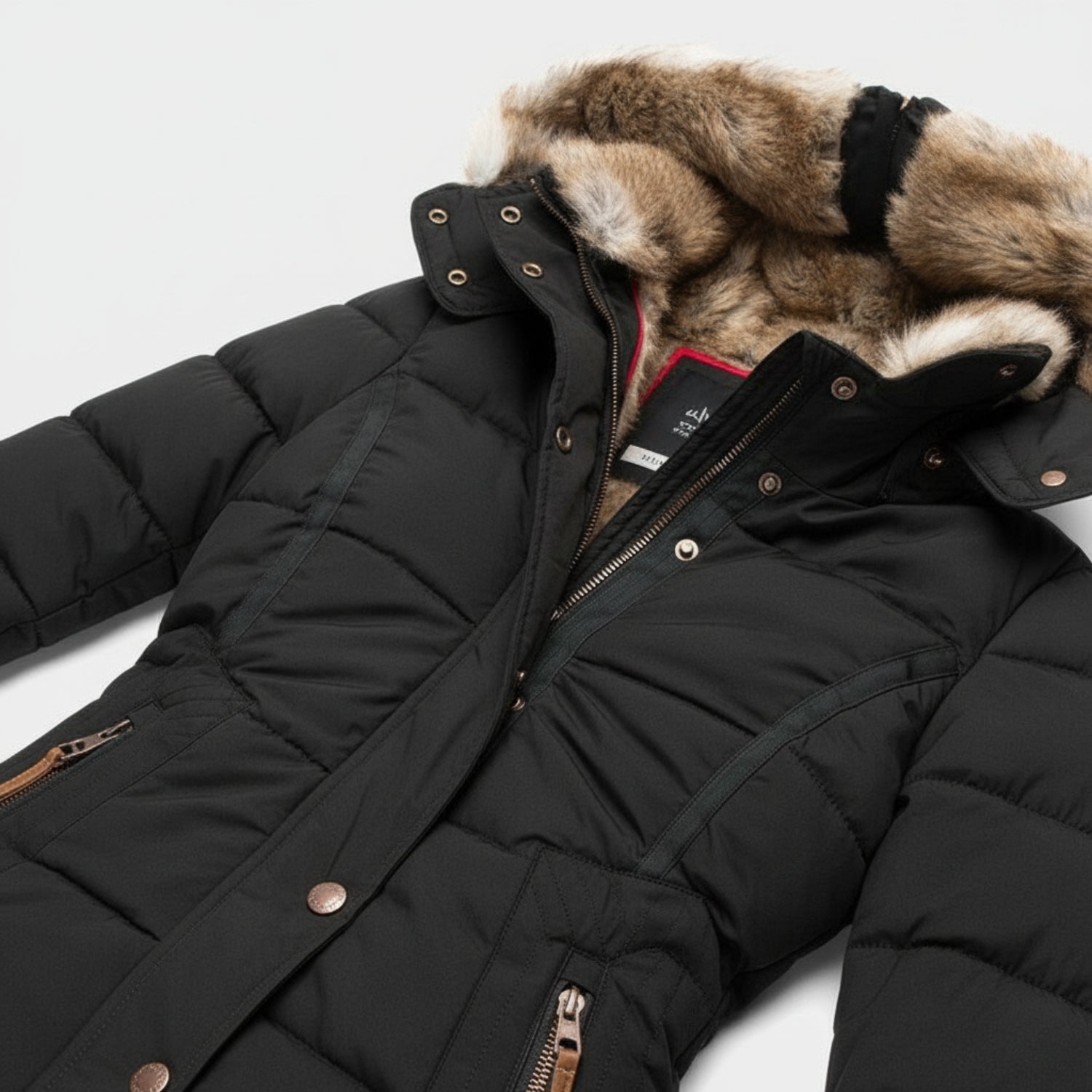 R&B | Parka Damen - Stepp-Pufferjacke mit Kunstfellkapuze