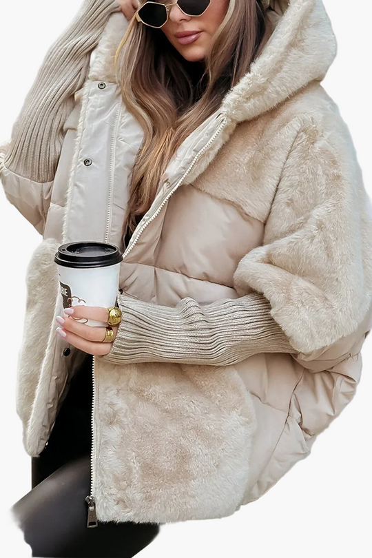 R&B | Damen Winterjacke mit Kapuze und Teddy gepolstert Design