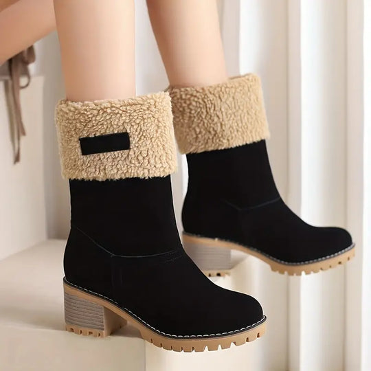 Winterstiefel | Blockabsatz | Mit Fell gefüttert | Absatzstiefel | Damenstiefel R&B