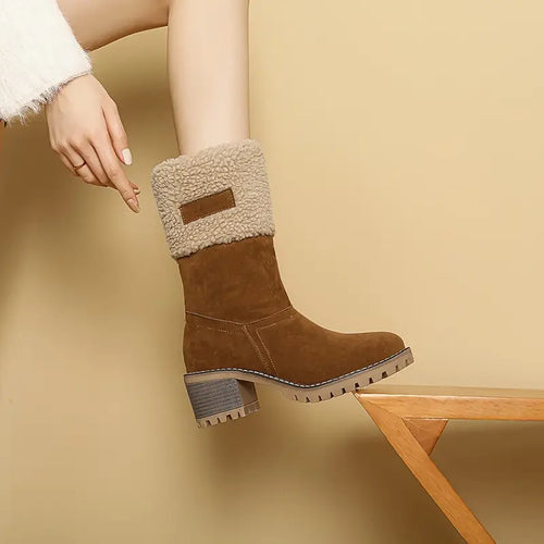 Winterstiefel | Blockabsatz | Mit Fell gefüttert | Absatzstiefel | Damenstiefel R&B