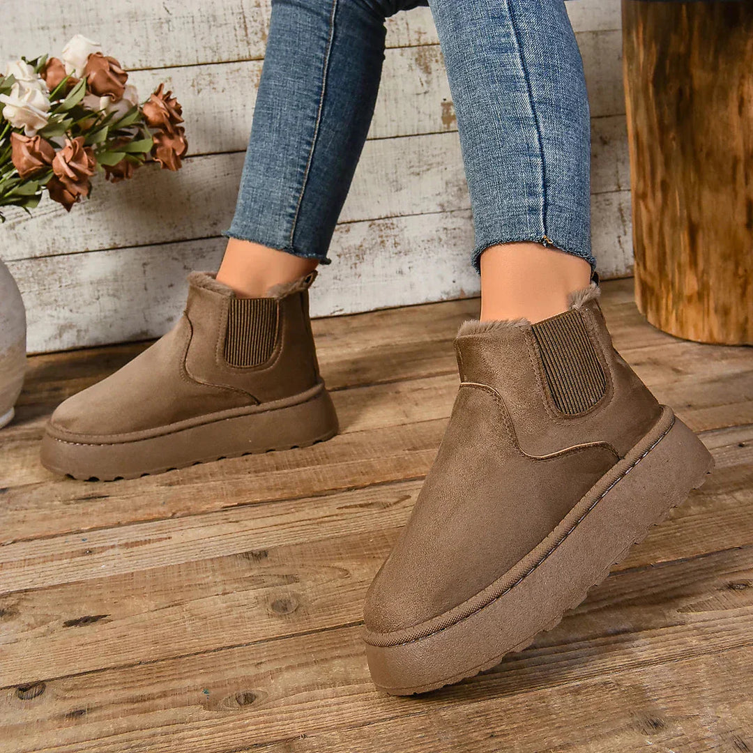 Winterstiefel | Knöchel | Schlupfstiefel | Kunstfell gefütterte Stiefel | Damenstiefel R&B