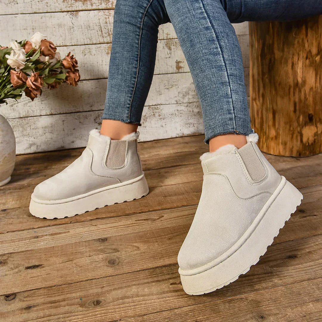Winterstiefel | Knöchel | Schlupfstiefel | Kunstfell gefütterte Stiefel | Damenstiefel R&B
