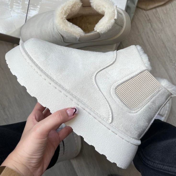 Winterstiefel | Knöchel | Schlupfstiefel | Kunstfell gefütterte Stiefel | Damenstiefel R&B