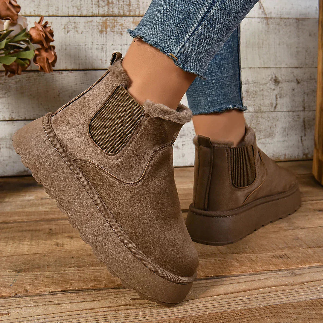 Winterstiefel | Knöchel | Schlupfstiefel | Kunstfell gefütterte Stiefel | Damenstiefel R&B