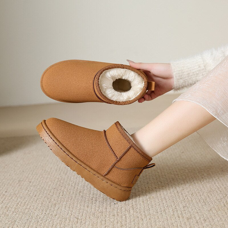 Winterstiefel - Slipper-Modell - Mit Fellfutter - Stiefeletten - Damenstiefel R&B