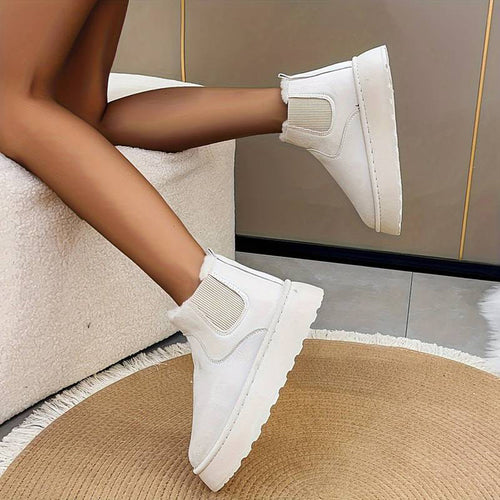 Winterstiefel - Slip-On - Knöchel - Stiefel mit Kunstpelz - Winterschuhe Damen R&B