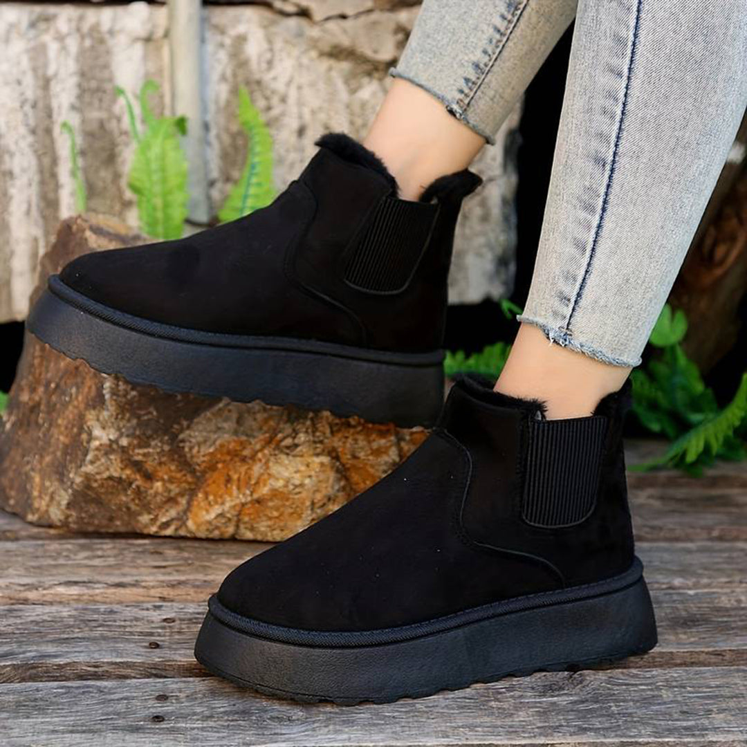 Winterstiefel - Slip-On - Knöchel - Stiefel mit Kunstpelz - Winterschuhe Damen R&B