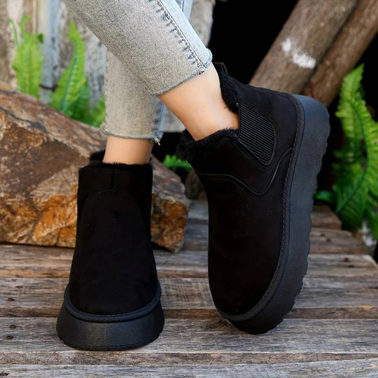 Winterstiefel - Slip-On - Knöchel - Stiefel mit Kunstpelz - Winterschuhe Damen R&B