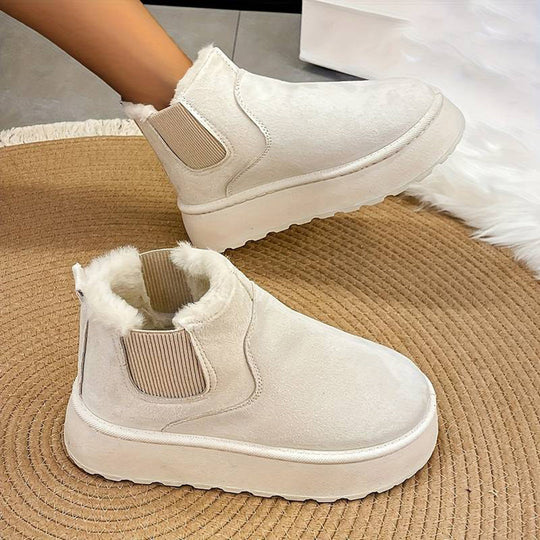Winterstiefel - Slip-On - Knöchel - Stiefel mit Kunstpelz - Winterschuhe Damen R&B
