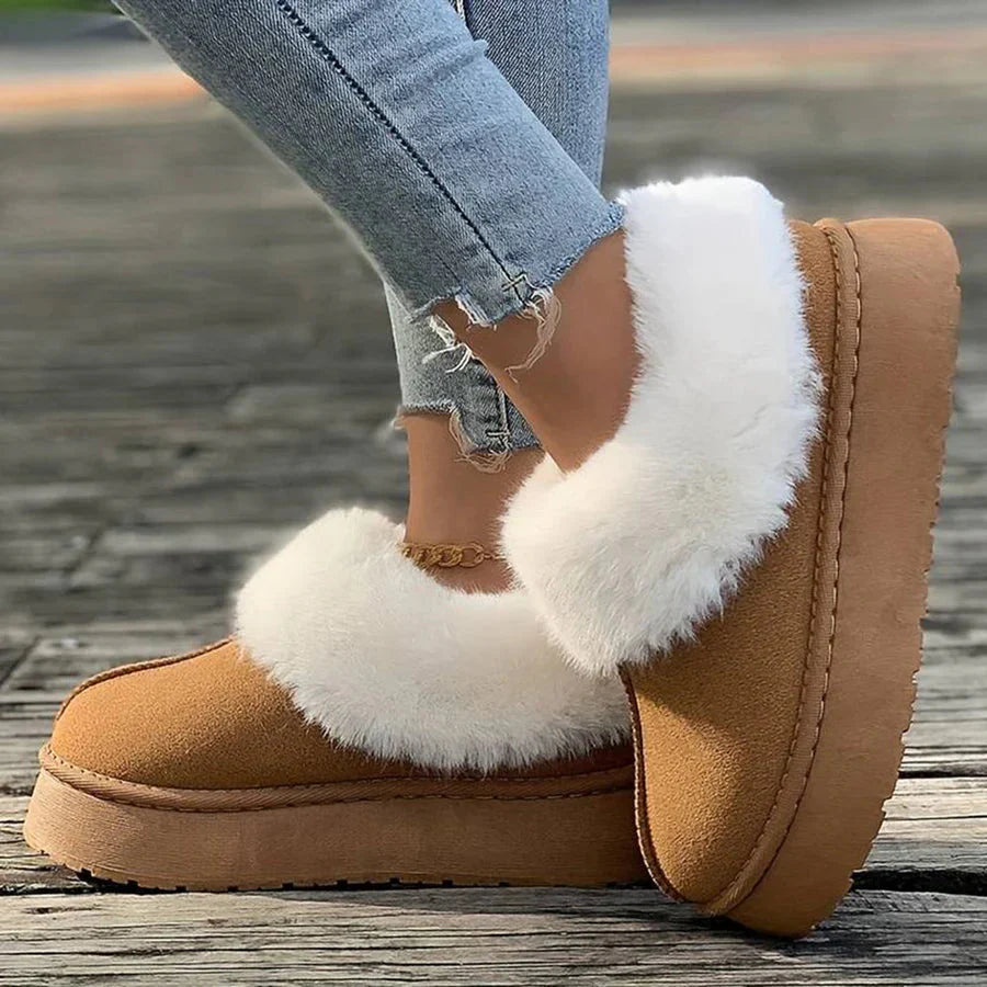 Winterstiefel - Frauen Pelz Slip-On Knöchel Winter Schuhe R&B