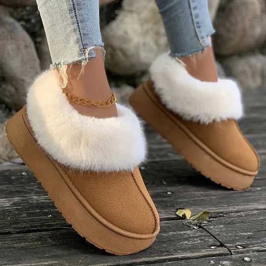 Winterstiefel - Frauen Pelz Slip-On Knöchel Winter Schuhe R&B