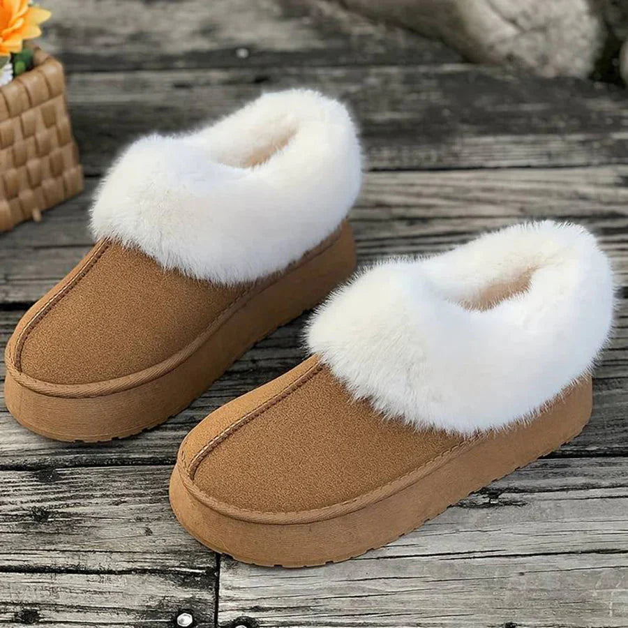 Winterstiefel - Frauen Pelz Slip-On Knöchel Winter Schuhe R&B
