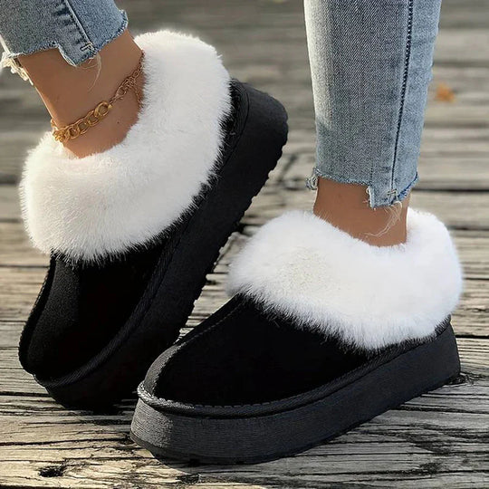 Winterstiefel - Frauen Pelz Slip-On Knöchel Winter Schuhe R&B