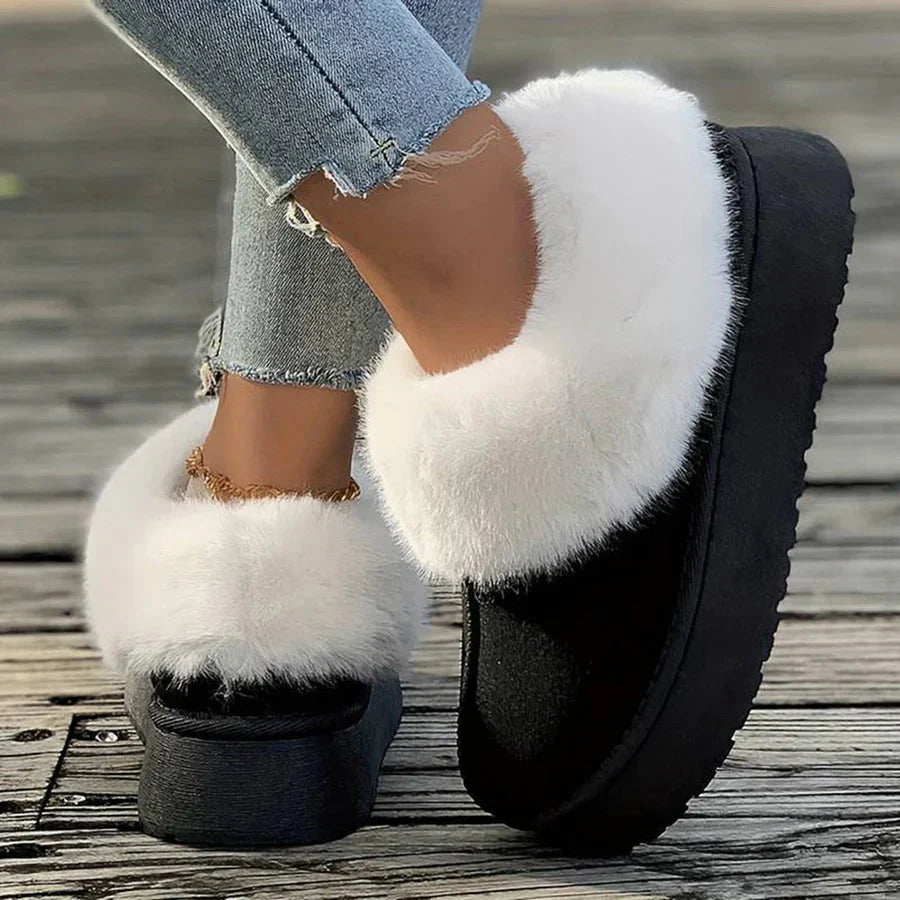 Winterstiefel - Frauen Pelz Slip-On Knöchel Winter Schuhe R&B