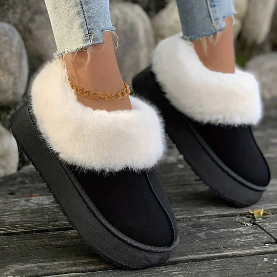 Winterstiefel - Frauen Pelz Slip-On Knöchel Winter Schuhe R&B