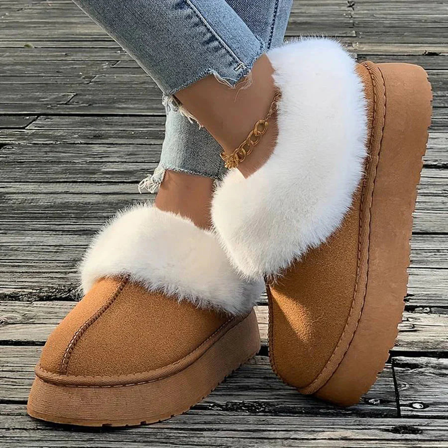 Winterstiefel - Frauen Pelz Slip-On Knöchel Winter Schuhe R&B