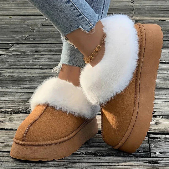 Winterstiefel - Frauen Pelz Slip-On Knöchel Winter Schuhe R&B