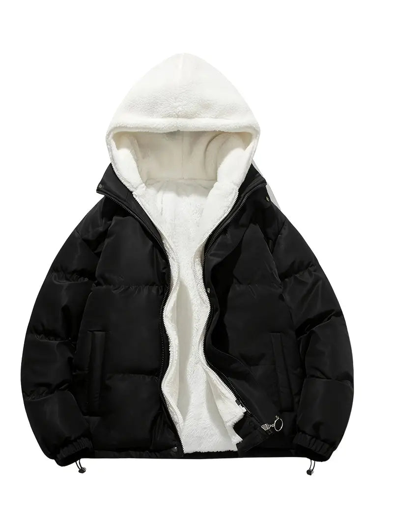 R&B | Damen Winterpuffjacke mit Warmem Sherpafutter und Kapuze