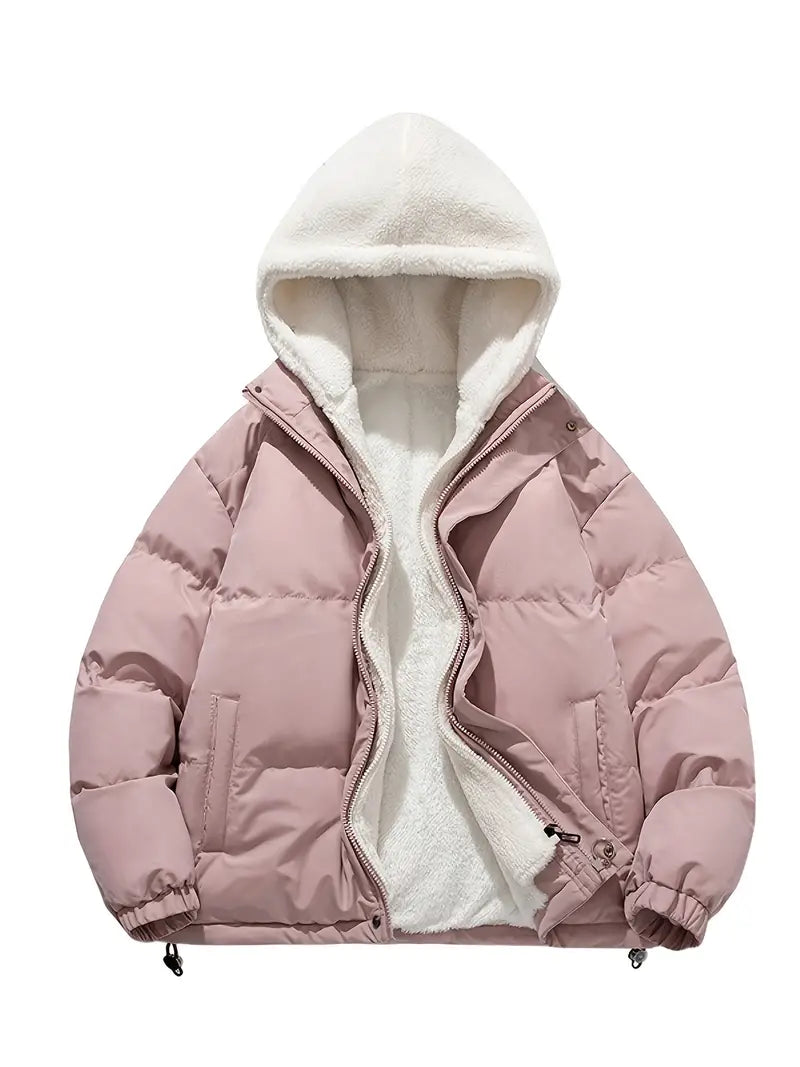 R&B | Damen Winterpuffjacke mit Warmem Sherpafutter und Kapuze
