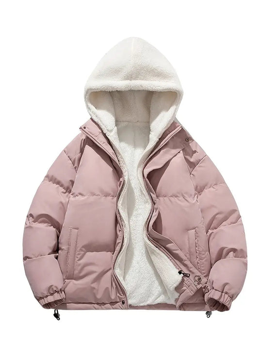 R&B | Damen Winterpuffjacke mit Warmem Sherpafutter und Kapuze