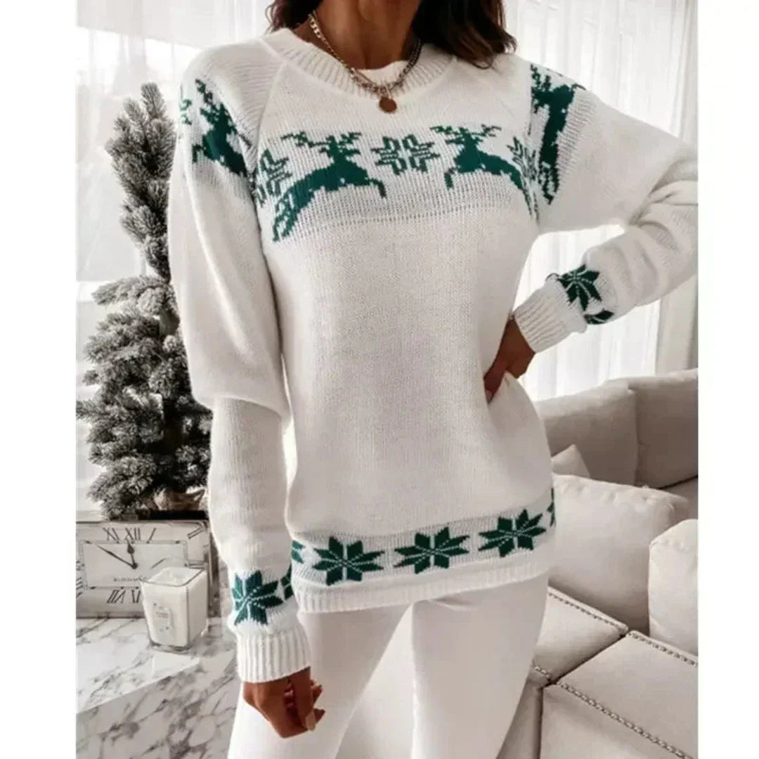 R&B | Damenpullover mit Rentier Warmer gestrickter Damenpullover