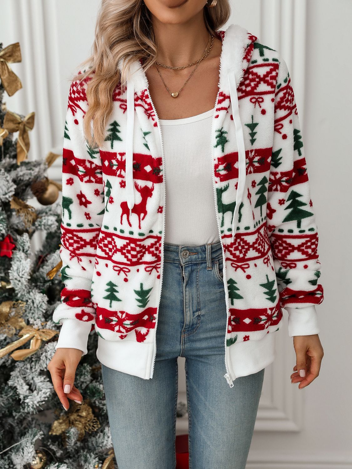 R&B | Weihnachts-Hoodie Damen Strick Rentier Pullover