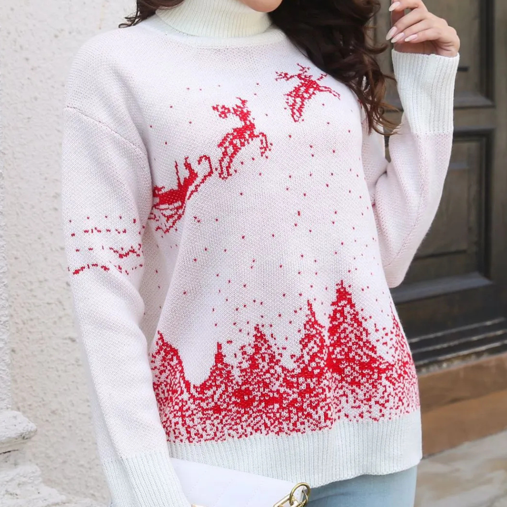 R&B | Weihnachts-Pullover Damen Strick Rentierdruck Pullover