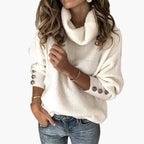 R&B | Pullover mit Rollkragen und Knopfdetails - Modischer Freizeit Strickpullover