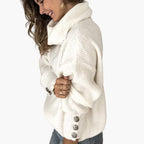R&B | Pullover mit Rollkragen und Knopfdetails - Modischer Freizeit Strickpullover