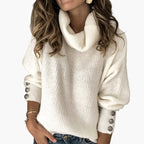 R&B | Pullover mit Rollkragen und Knopfdetails - Modischer Freizeit Strickpullover