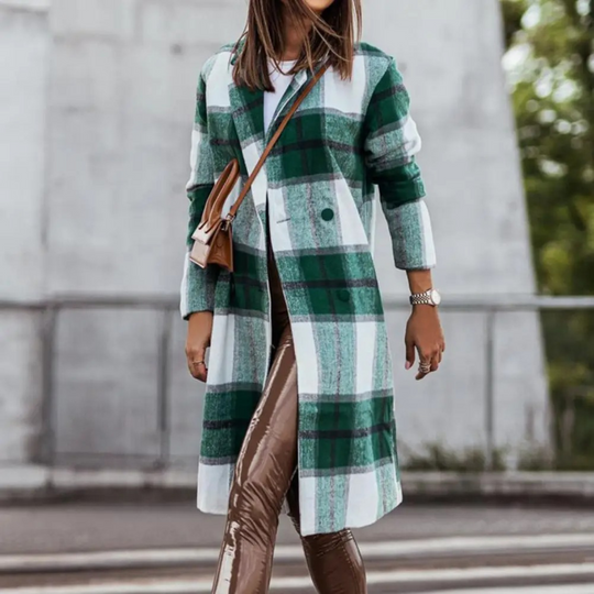 R&B | Stylish Wollmantel mit Karomuster für Frauen