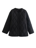 R&B | Oversized Gesteppte Jacke mit Druckknöpfen