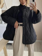 R&B | Herbst Winter Rundhals Lockere Druckknopfjacke