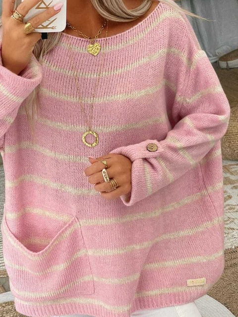 R&BMode - Modischer Gestreifter Pullover