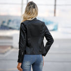 Biker-jacke mit Stehkragen